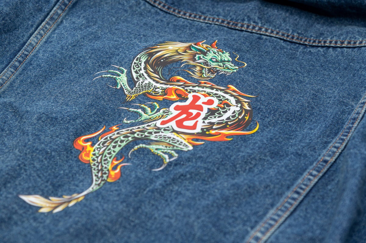 14. Jean - Jeans! Jacks, pants, whatever jean material you have, you should give direct to film a shot on it.