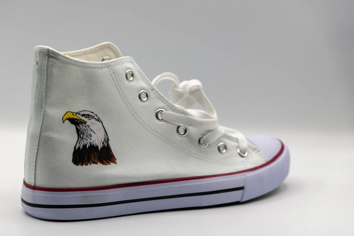 5. Shoes Here's one you may not have considered. You can press transfers on to the infamous Chuck Taylor Allstars, aka, Converse Canvas shoes. Having said this, there are generic canvas shoes you can get, as well, and press on the sides and even the tongue.