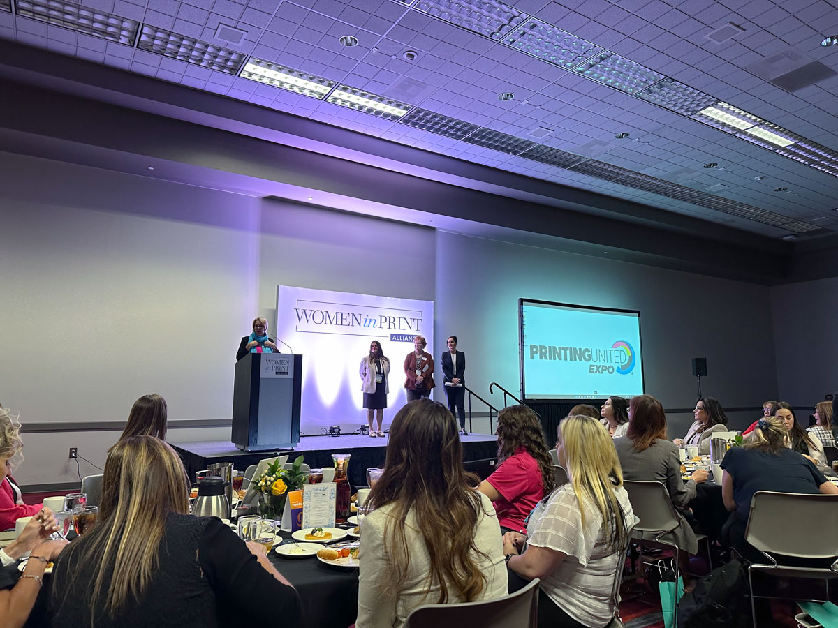 The Women in Print Alliance hosted its annual luncheon for women in the industry. Maureen Zappala led a keynote session on overcoming Imposter Syndrome.