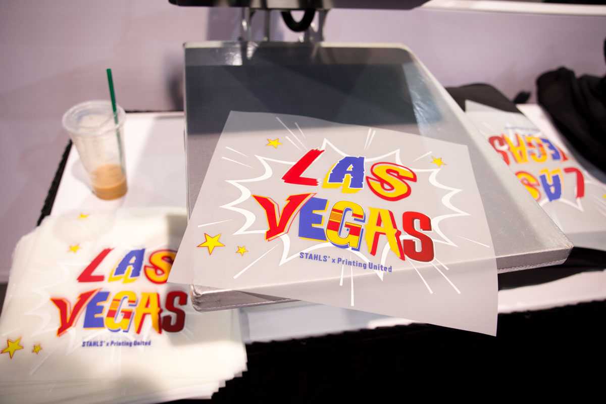 Stahls’ heat pressed Vegas-themed shirts for attendees to test quality, feel, and stretch of its transfers. The next Printing United Expo will take place in Orlando, Florida, October 22-24, 2025. Register to be notified of the tradeshow here.