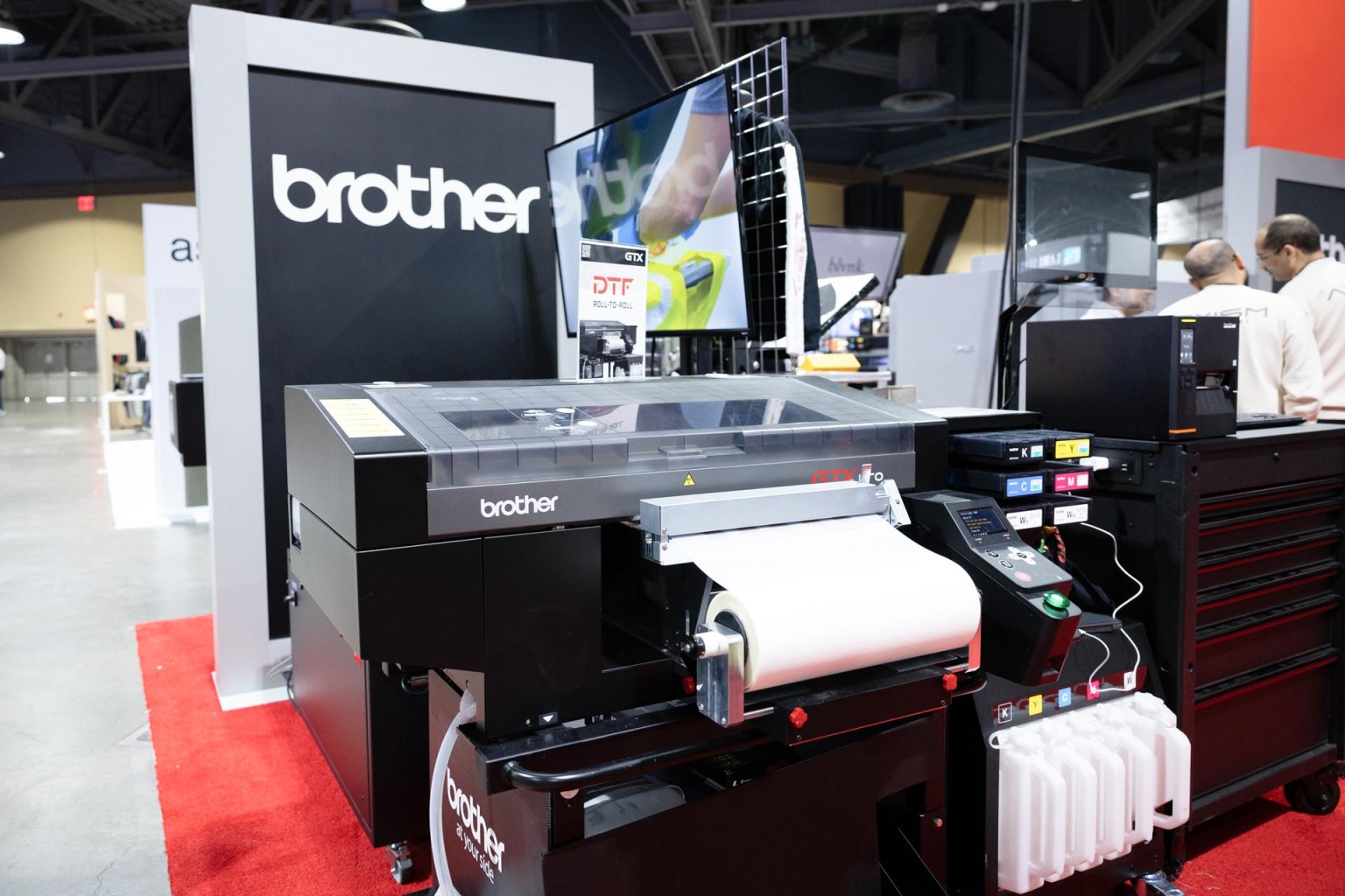 Brother showcased its standalone GTXpro DTF R2R solution. All of the GTXpro series printers can be converted to DTF via the roll-to-roll attachment.